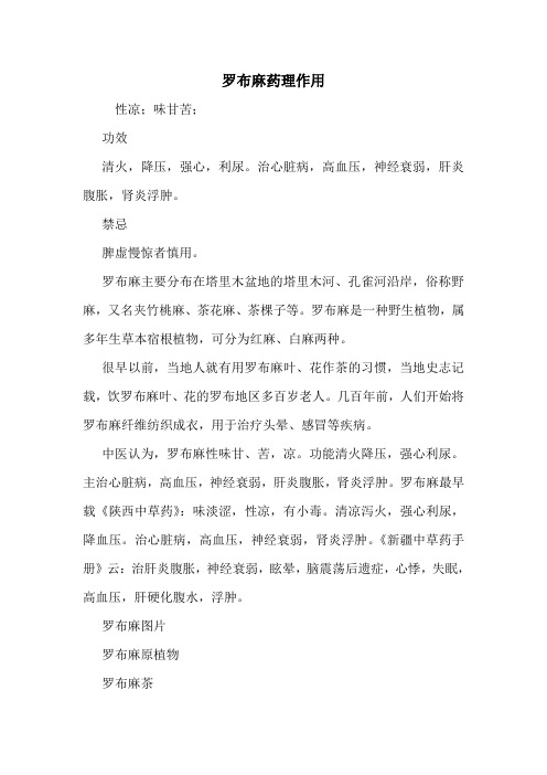 罗布麻药理作用