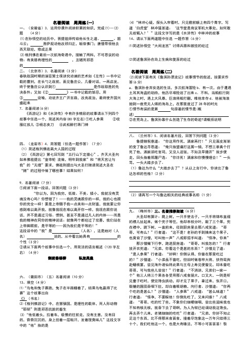 初中语文2019年中考名著阅读试题(含答案)