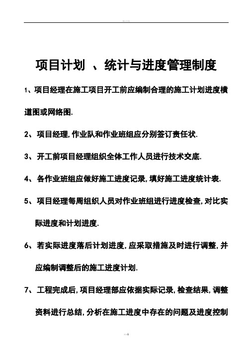 项目计划  统计与进度管理制度