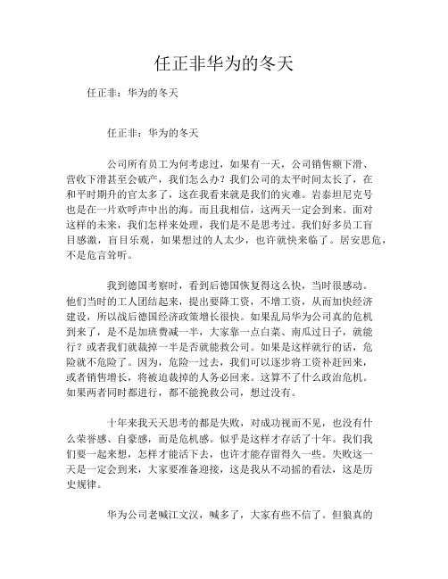 任正非华为的冬天