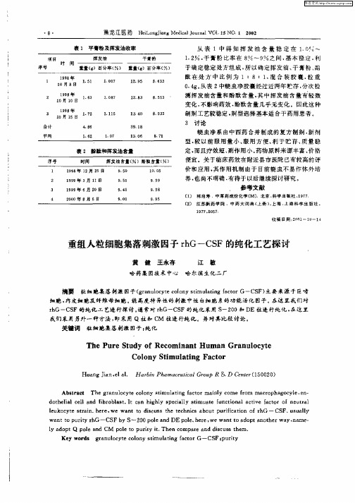 重组人粒细胞集落刺激因子rhG—CSF的纯化工艺探讨