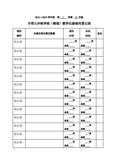 教学仪器借用登记表 (1)
