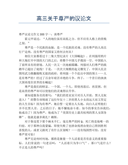 高三关于尊严的议论文