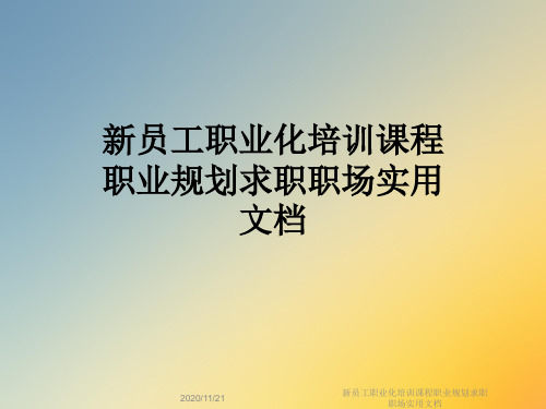 新员工职业化培训课程职业规划求职职场实用文档