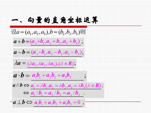 空间向量运算的坐标表示