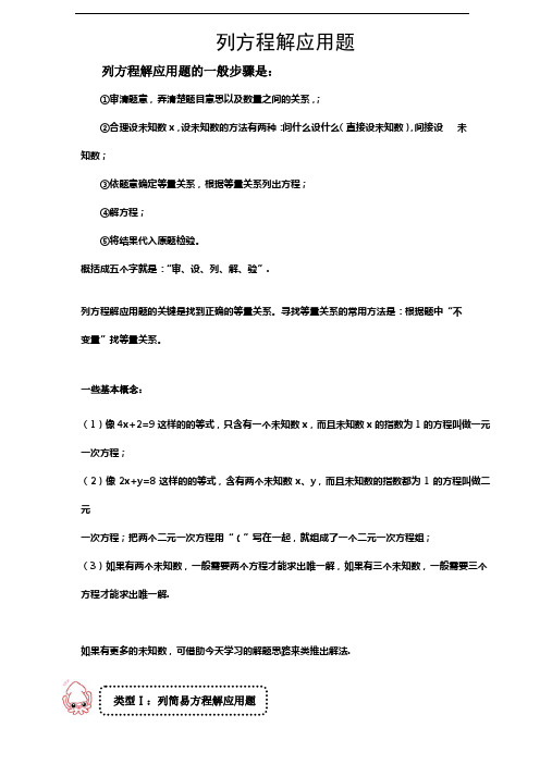 奥数列方程解应用题