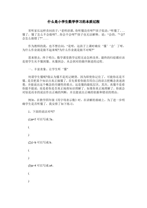 什么是小学生数学学习的本质过程
