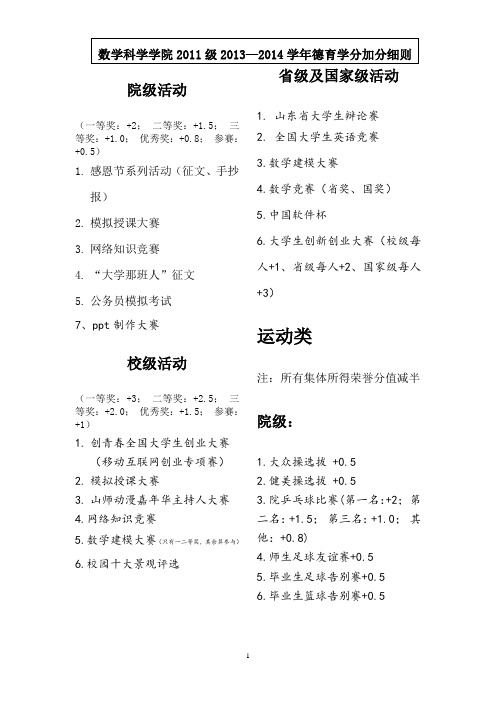 德育学分加分细则