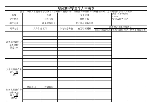 综合测评学生个人申请表(最终版)