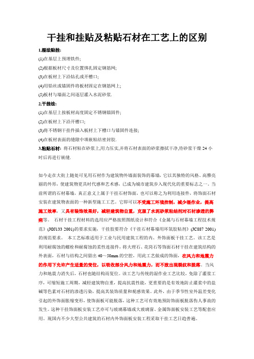 干挂和挂贴及粘贴石材在工艺上的区别