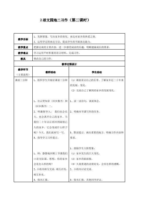 语文园地二第二课时习作教学设计