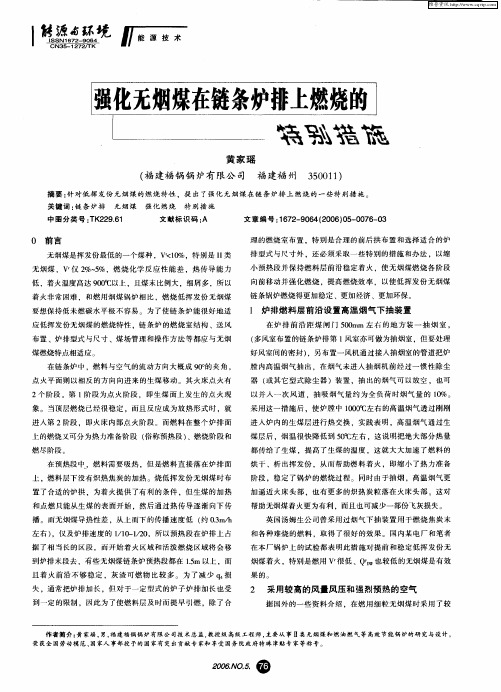 强化无烟煤在链条炉排上燃烧的特别措施