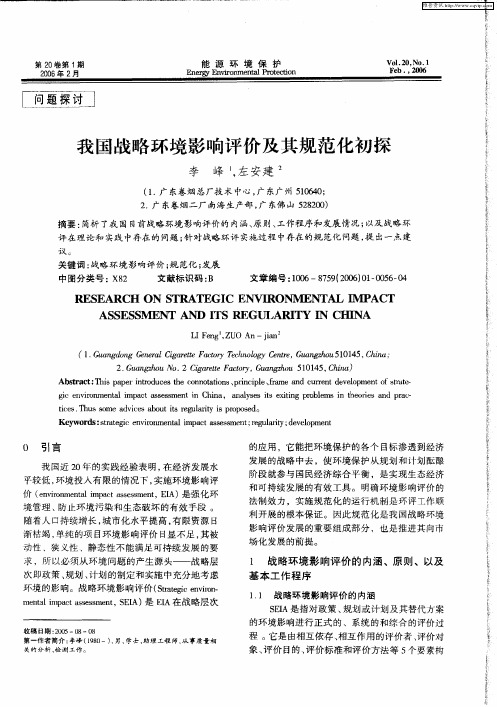 我国战略环境影响评价及其规范化初探