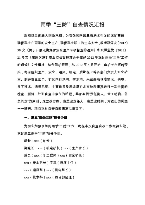 雨季三防自查报告