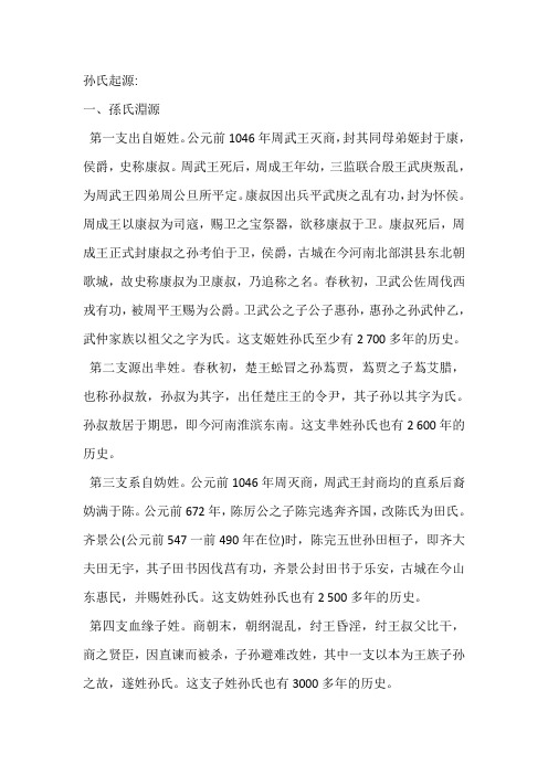 孙氏起源