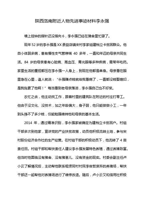 陕西洛南附近人物先进事迹材料李永强