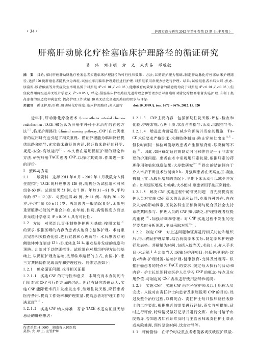 肝癌肝动脉化疗栓塞临床护理路径的循证研究