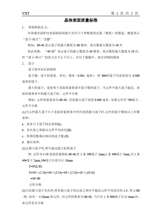 表面质量标准