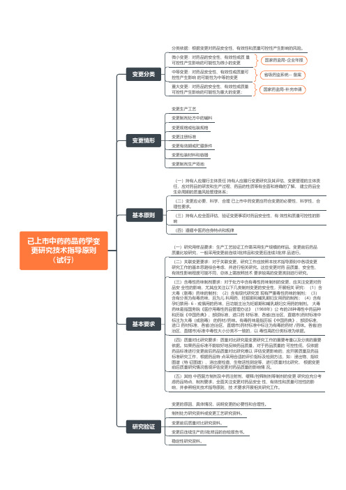 20210403 已上市中药药品药学变更研究技术指导原则(试行)思维导图V
