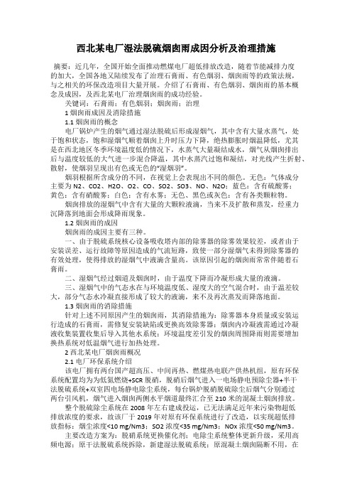 西北某电厂湿法脱硫烟囱雨成因分析及治理措施