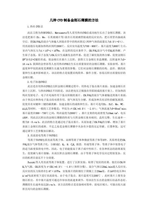 几种CVD制备金刚石薄膜的方法