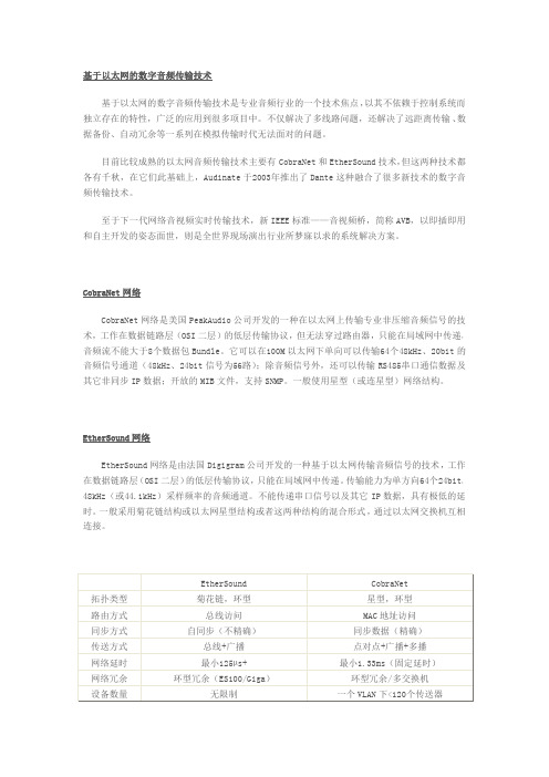 DANTE AVB与CobraNet协议区别与优劣势