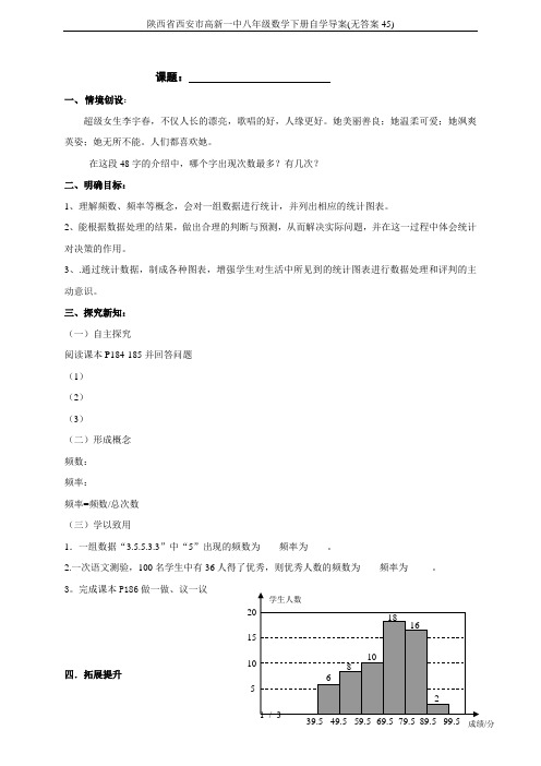 陕西省西安市高新一中八年级数学下册自学导案(无答案45)