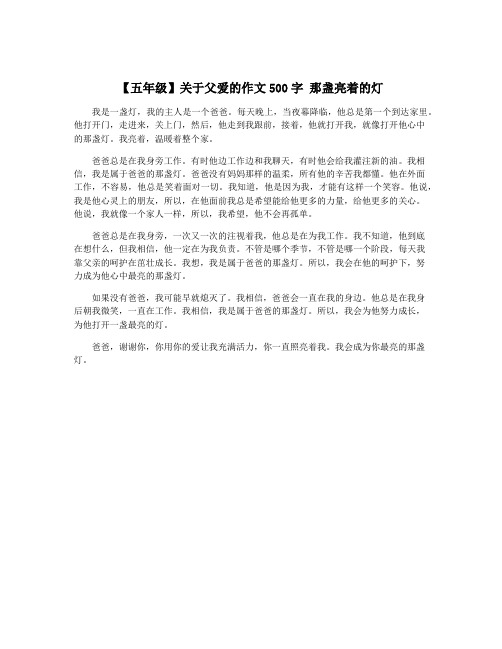 【五年级】关于父爱的作文500字 那盏亮着的灯