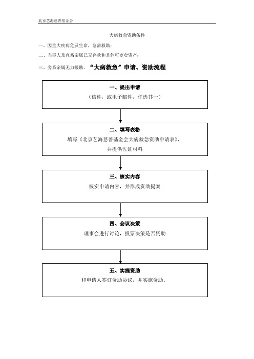 北京艺海慈善基金会大病救急资助