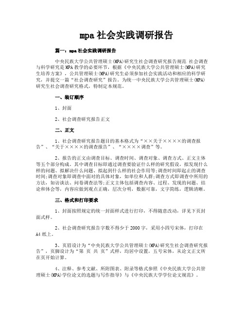mpa社会实践调研报告