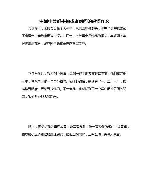 生活中美好事物或者瞬间的感悟作文