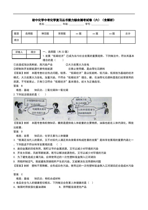 初中化学中考化学复习丛书能力综合测考试卷(六)(含解析).doc