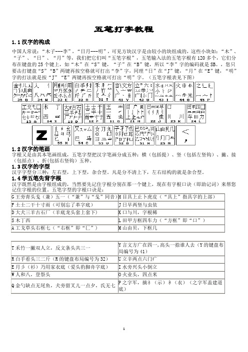 五笔打字教程86版(五笔字根表口诀)