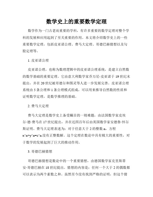 数学史上的重要数学定理