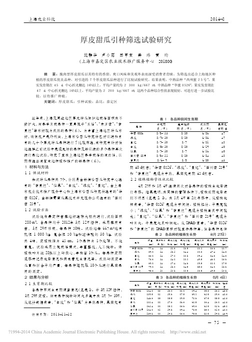 厚皮甜瓜引种筛选试验研究