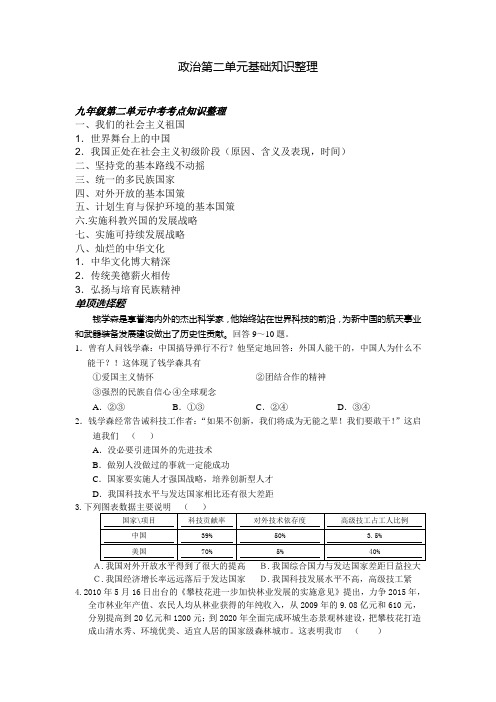 政治第二单元基础知识整理