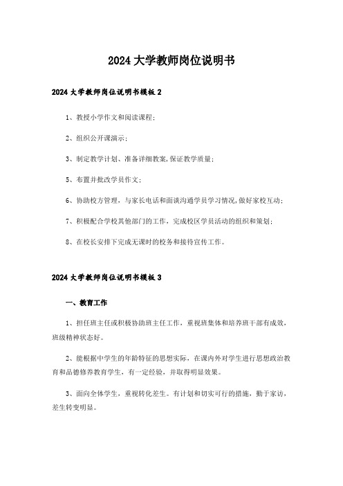 2024大学教师岗位说明书