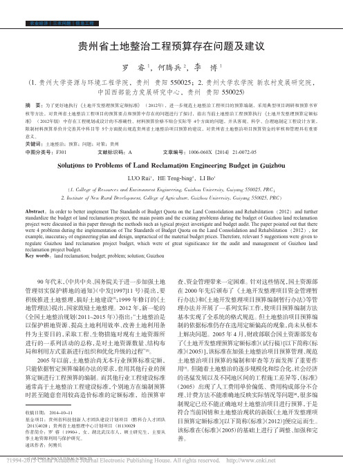 贵州省土地整治工程预算存在问题及建议_罗睿