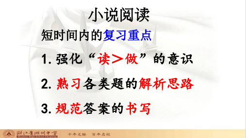 小说阅读-浙江省湖州中学高三语文复习考前冲刺课件(共19张PPT)