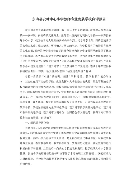 东海县安峰中心小学教师专业发展学校自评报告