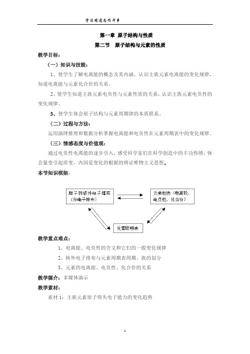 第二节原子结构与元素的性质教案