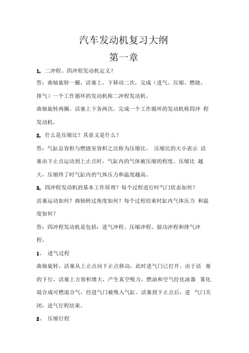 汽车发动机复习大纲备考复习