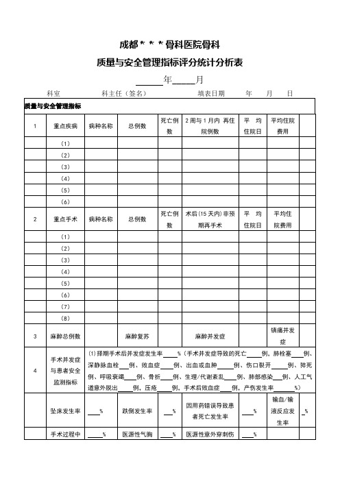 医疗质量管理(指标评分统计分析表)