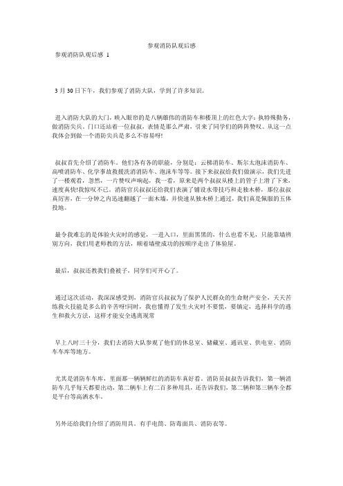 参观消防队观后感