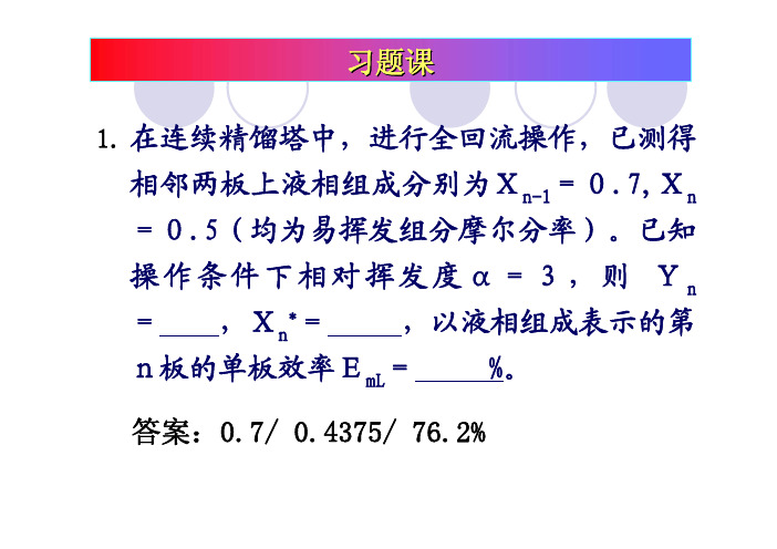 中国石油大学化工原理精馏习题课