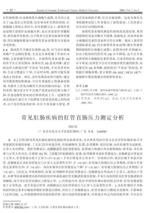 常见肛肠疾病的肛管直肠压力测定分析