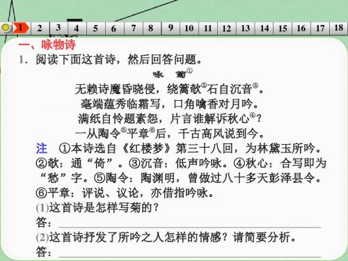 【步步高】广东省高考语文大一轮复习讲义 古代诗歌鉴赏 考点提升练一课件 粤教版