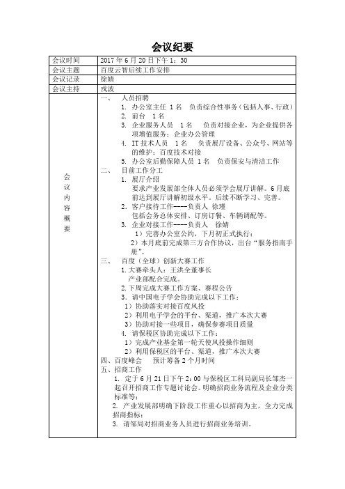 会议纪要6.20