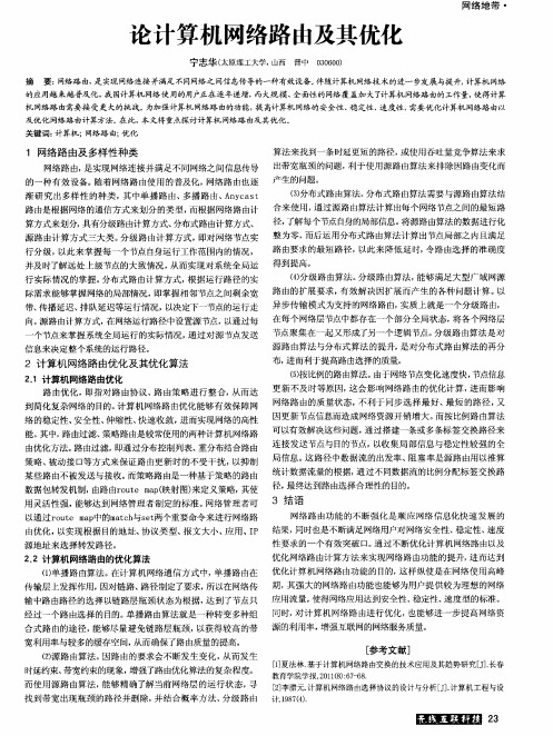 论计算机网络路由及其优化