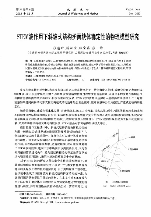STEM波作用下斜坡式结构护面块体稳定性的物理模型研究